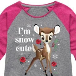 Girls' - Disney - Christmas - I'm Snow Cute Roses Shirt Tail Raglan Graphic T-shirt
