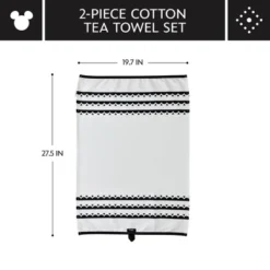 Disney Home Monochrome Set Of 2 Kitchen Towels: Abstract Pattern, Contemporary Style, 100% Cotton, Tea Towel Set
