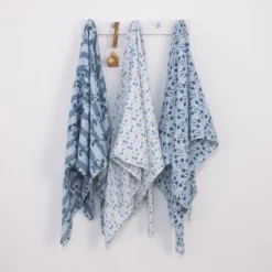 NoJo Disney Mickey Mouse Gray, Charcoal, And White 3 Piece Muslin Swaddle Baby Blanket Set