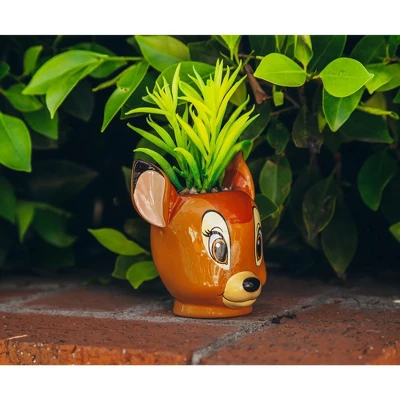 Silver Buffalo Disney Bambi 5-Inch Ceramic Mini Planter With Artificial Succulent 2 Silver Buffalo Disney Bambi 5-Inch Ceramic Mini Planter With Artificial Succulent - Image 2