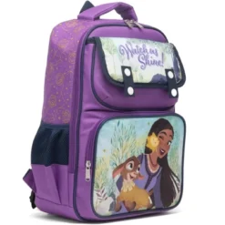 Disney Wish 15.5" Polyester Purple Large Backpack With 2 Front Pockets