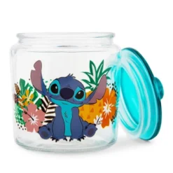 Silver Buffalo Disney Lilo & Stitch Glass Snack Jar Container With Lid | 6 Inches Tall