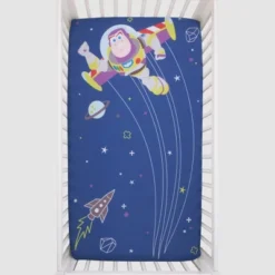 Disney Baby Toy Story Buzz Lightyear Photo Op Fitted Crib Sheet - Blue And Green