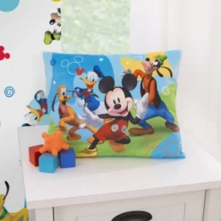 Disney Mickey Mouse Blue, Red, And Green, Donald Duck, Pluto, And Goofy Fun Starts Here Decorative Toddler Pillow -Disney Sales Store GUEST 7475c862 cfbe 4cc8 ae1b 4926d3a84648