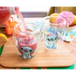 Silver Buffalo Disney Lilo And Stitch "Ohana Means Family" Floral Stemless Glasses | Set Of 2 -Disney Sales Store GUEST 75e7f8f5 c862 4fb4 8936 8572500836d4