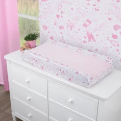 NoJo Disney Princess - Dare To Dream Super Soft Pink And White Changing Pad Cover