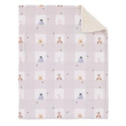 NoJo Disney Winnie The Pooh Hugs And Honeycombs Grey And White Plaid With Piglet, Tigger And Eeyore Super Soft Cuddly Plush Baby Blanket