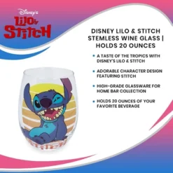 Silver Buffalo Disney Lilo & Stitch Stemless Wine Glass | Holds 20 Ounces -Disney Sales Store GUEST 7f7fe1df e081 4097 a842 b14195a83ae2