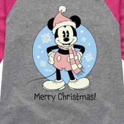 Girls' - Disney - Mickey Merry Christmas Shirt Tail Raglan Graphic T-shirt