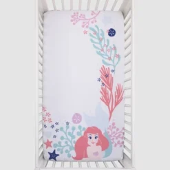 Disney The Little Mermaid Ariel Photo Op Fitted Crib Sheet - Coral/Aqua/White