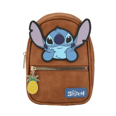 Disney Stitch Applique Character Art 7.4" Brown Sling Bag 1 Disney Stitch Applique Character Art 7.4" Brown Sling Bag