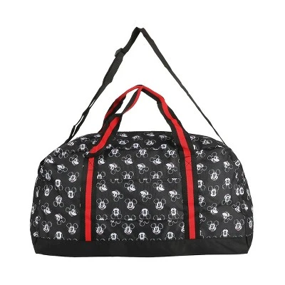 Disney Mickey Mouse Faces All-Over Print Black 21” Packable Duffel 1 Disney Mickey Mouse Faces All-Over Print Black 21” Packable Duffel