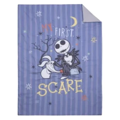 Disney Nightmare Before Christmas My First Scare Blue And Gray Jack Skellington And Zero The Ghost Dog 4 Piece Toddler Bed Set