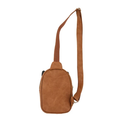 Disney Stitch Applique Character Art 7.4" Brown Sling Bag 5 Disney Stitch Applique Character Art 7.4" Brown Sling Bag - Image 5