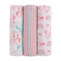 NoJo Disney Minnie Mouse Pink, Aqua, And White 3 Piece Muslin Swaddle Baby Blanket Set -Disney Sales Store GUEST 931f4e6f cc0d 4451 be7c 83a13a9f25ea