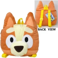 Disney Fast Forward Bluey Bingo Head Plush Shaped Backpack 10 X 13, Orange For Kids