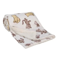 NoJo Disney Classic Pooh Hunny Fun With Piglet And Tigger White And Taupe Super Soft Baby Blanket -Disney Sales Store GUEST 94b95a23 e16e 485e a69e e27fa3a58c60