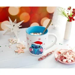 Silver Buffalo Disney Lilo & Stitch Santa Hat Jumbo Curved Ceramic Latte Mug | Holds 25 Ounces -Disney Sales Store GUEST 974d0da5 4d7b 4226 9c9e 46df74332c80