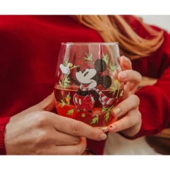 Silver Buffalo Disney Mickey Mouse Christmas Wreath Stemless Wine Glass | Holds 20 Ounces -Disney Sales Store GUEST 9c5563c9 09ad 436d 9ca1 41083bb790a0