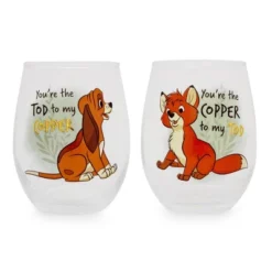 Silver Buffalo Disney The Fox And The Hound 20-Ounce Teardrop Stemless Wine Glass | Set Of 2 -Disney Sales Store GUEST a1371679 3512 4bc5 b2ae f8c31bfbf51c