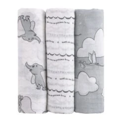 NoJo Disney Dumbo Gray And White 3 Piece Muslin Swaddle Baby Blanket Set -Disney Sales Store GUEST a5f64ca2 798b 4ae1 be79 0616913c14f2