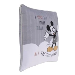 Disney Mickey Mouse Love Mickey Gray, White, Black, And Tan I Love You More Than All The Stars Above Applique Decorative Pillow