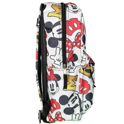 Disney Mickey Minnie Mouse All Over Print 16" Backpack W/ Front Pocket White 3 Disney Mickey Minnie Mouse All Over Print 16" Backpack W/ Front Pocket White - Image 3
