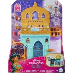 Mattel Disney Princess Jasmine Doll House Stackable Castle With Small Jasmine Doll, 2 Character Friends & 7 Accessories