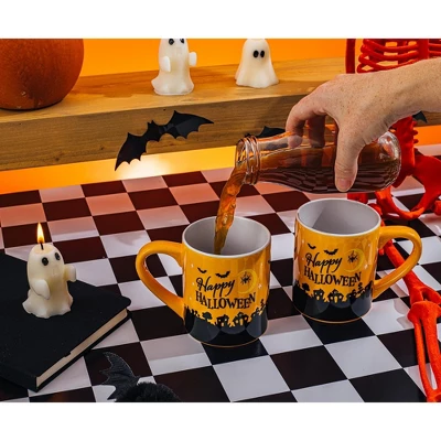 Silver Buffalo Disney Halloween Mickey And Minnie Mouse 14-Ounce Ceramic Mugs | Set Of 2 4 Silver Buffalo Disney Halloween Mickey And Minnie Mouse 14-Ounce Ceramic Mugs | Set Of 2 - Image 4