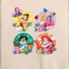 Women's - Disney - Princess Christmas Grid Lightweight French Terry Wide Neck Long Sleeve Graphic Shirt