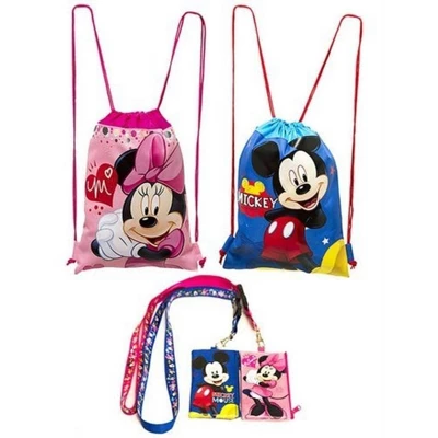 Disney Mickey And Minnie Mouse 4 Pack Set Drawstring Backpack Plus Lanyards With Detachable Coin Purse 5 Disney Mickey And Minnie Mouse 4 Pack Set Drawstring Backpack Plus Lanyards With Detachable Coin Purse - Image 5