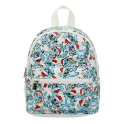 Disney Stitch Santa Stitch All-Over Print White Faux Leather 10.6" Mini Backpack -Disney Sales Store GUEST c34a7046 8873 42ea a126 c5185d90e466