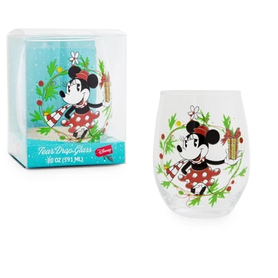 Silver Buffalo Disney Minnie Mouse Christmas Wreath Stemless Wine Glass | Holds 20 Ounces 1 Silver Buffalo Disney Minnie Mouse Christmas Wreath Stemless Wine Glass | Holds 20 Ounces