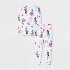 Toddler Girls' 2pc Disney Princess Long Sleeve Halloween Viscose Snug Fit Pajama Set - White