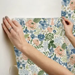 Disney Princess Watercolor Floral Kids' Peel And Stick Wallpaper Blue -Disney Sales Store GUEST ccec9221 47d9 43ab 9804 a9aa7614e2d5