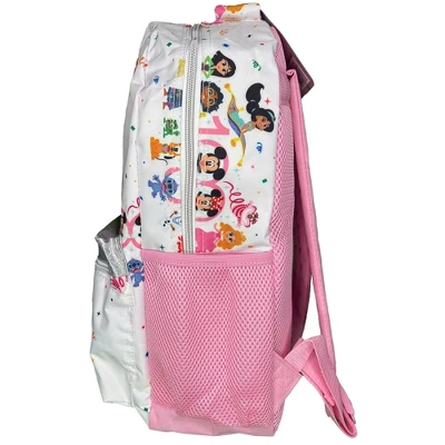 Disney 100 Nylon Pink & White Backpack 16" School Bookbag For Girls Ages 3+ 1 Disney 100 Nylon Pink & White Backpack 16" School Bookbag For Girls Ages 3+