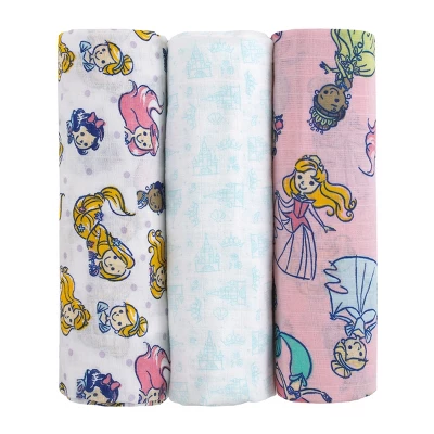 NoJo Disney Princesses Pink, Aqua, Lavender, Green, And White 3 Piece Muslin Swaddle Baby Blanket Set 9 NoJo Disney Princesses Pink, Aqua, Lavender, Green, And White 3 Piece Muslin Swaddle Baby Blanket Set - Image 9