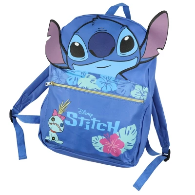 Disney Lilo And Stitch Backpack 3D Ears Tropical Accents 16" Faux Leather Bag Blue 4 Disney Lilo And Stitch Backpack 3D Ears Tropical Accents 16" Faux Leather Bag Blue - Image 4