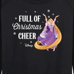 Women's - Disney - Full Of Christmas Cheer Rapunzel Lightweight French Terry Wide Neck Long Sleeve Graphic Shirt