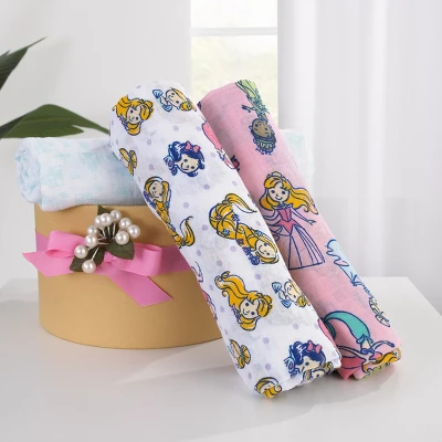 NoJo Disney Princesses Pink, Aqua, Lavender, Green, And White 3 Piece Muslin Swaddle Baby Blanket Set 6 NoJo Disney Princesses Pink, Aqua, Lavender, Green, And White 3 Piece Muslin Swaddle Baby Blanket Set - Image 6