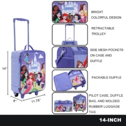Disney Princess Castle & Princesses 3-Piece Youth Duffle Bag Travel Set With Pilot Case & Luggage Tag -Disney Sales Store GUEST d2e077bf 819f 4c8c a92f 750f9619e1b3
