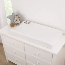 NoJo Disney Mickey Mouse Love Mickey White, Gray, And Tan Love Applique Super Soft Contoured Changing Pad Cover