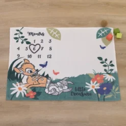 Disney Bambi White And Green Little Treasure Super Soft Photo Op Milestone Baby Blanket -Disney Sales Store GUEST e40e3623 edc6 4a81 bafa e12efd81b4a0