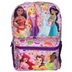 Disney Princess 16" Nylon School Backpack With 2 Mesh Side Pockets And 1 Small Front Pocket