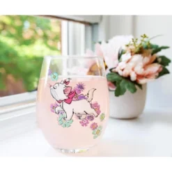 Silver Buffalo Disney The Aristocats Marie Walking Teardrop Stemless Wine Glass | Holds 20 Ounces -Disney Sales Store GUEST e7c9e37c 3296 48db a283 73e0a4dc83fe
