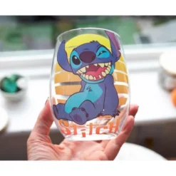 Silver Buffalo Disney Lilo & Stitch Stemless Wine Glass | Holds 20 Ounces