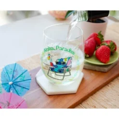 Silver Buffalo Disney Lilo & Stitch "Aloha, Paradise" Stemless Wine Glass | Holds 20 Ounces -Disney Sales Store GUEST e844f0a0 fc6d 4782 91f5 6c6415577fdd
