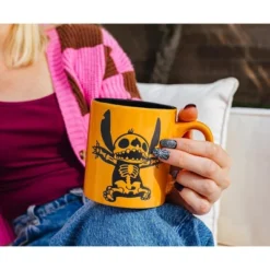 Silver Buffalo Disney Lilo & Stitch Skeleton Wax-Resist Ceramic Pottery Mug | 14 Ounces -Disney Sales Store GUEST ea611014 ad60 45ae a3a0 3f54a684d5e8