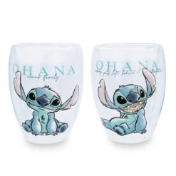 Silver Buffalo Disney Lilo And Stitch "Ohana Means Family" Floral Stemless Glasses | Set Of 2 -Disney Sales Store GUEST ebc8c184 53a6 4e4b afbd 3860fc28ed5c