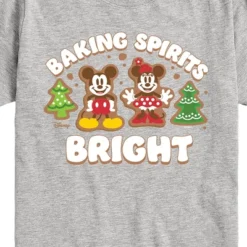 Boys' - Disney - Mickey And Minnie Baking Spirits Bright Christmas Short Sleeve Graphic T-Shirt
